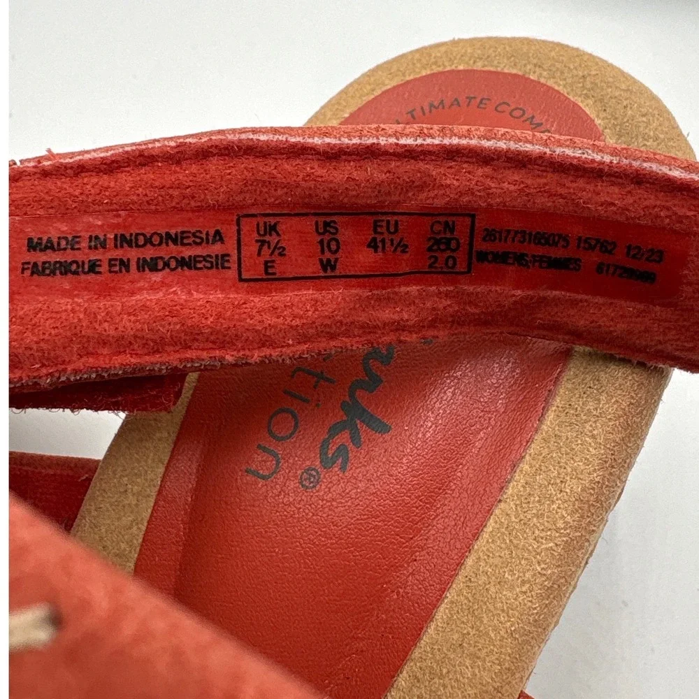 Clarks Collection Women Burnt Orange Whipstitch Wedge Sandals Size 10 W 26177316